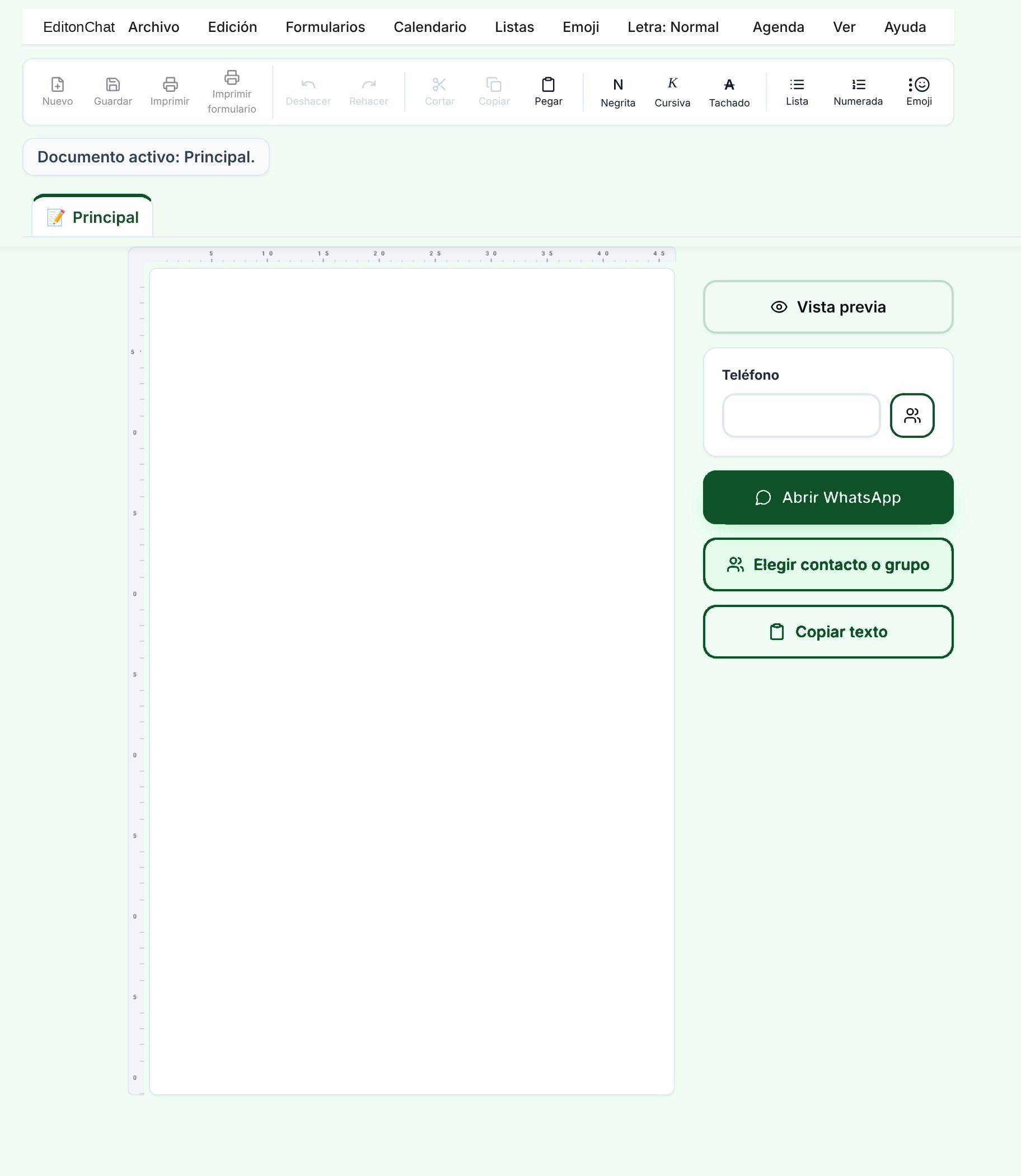 Pantalla principal de EditonChat